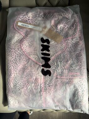 SKIMS Pink Animal Print Pajama Set